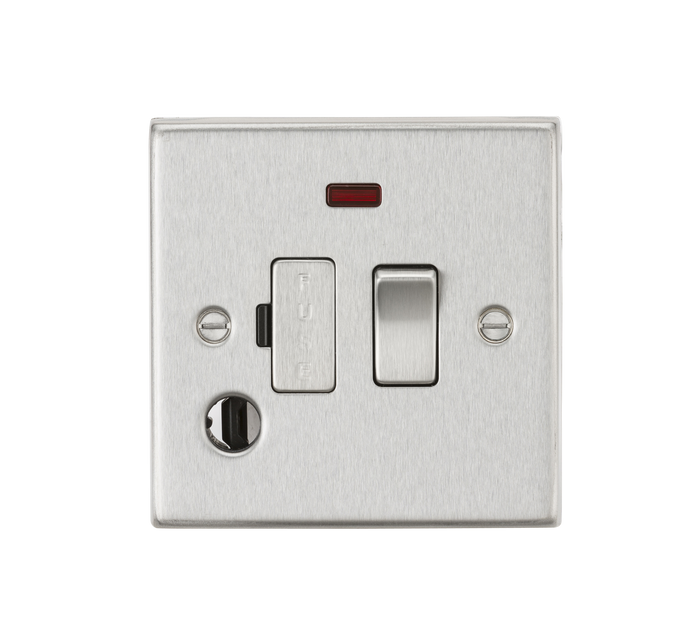 Knightsbridge CS63FBC 13A Switched Fused Spur Unit with Neon & Flex Outlet - Square Edge Brushed Chrome