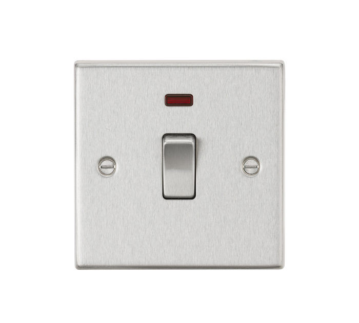 Knightsbridge CS834NBC 20A 1G DP Switch with Neon - Square Edge Brushed Chrome