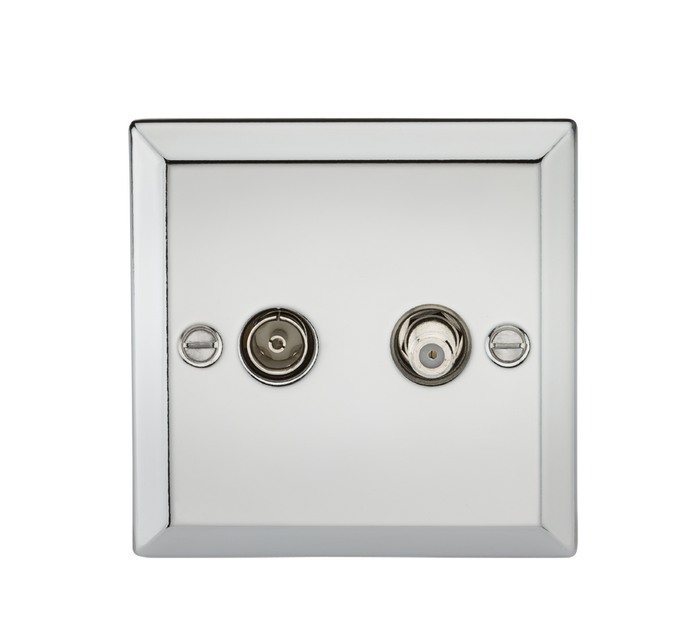 Knightsbridge CV014PC TV & SAT TV Outlet (isolated) - Bevelled Edge Polished Chrome