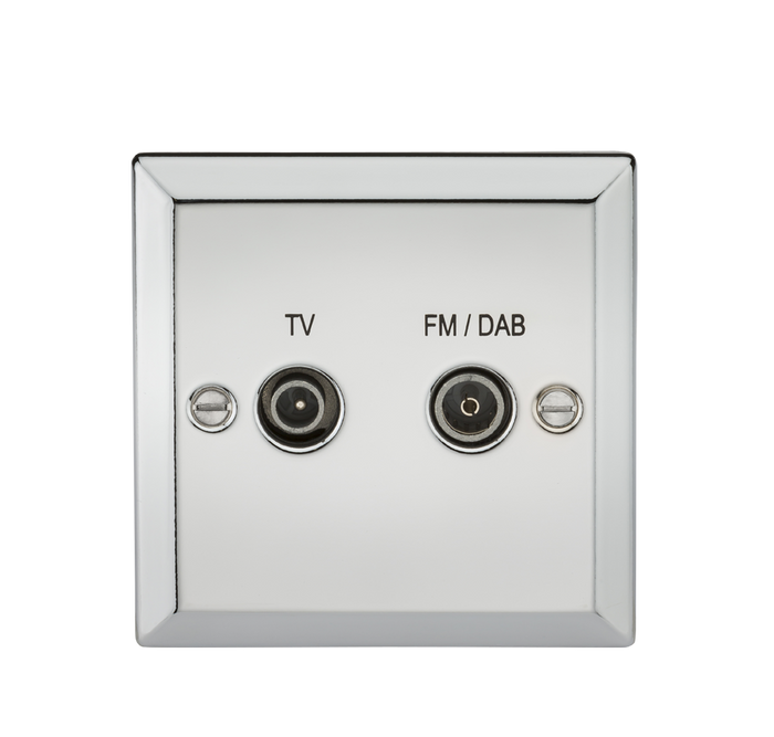 Knightsbridge CV016PC Diplex TV & FM DAB Outlet - Bevelled Edge Polished Chrome