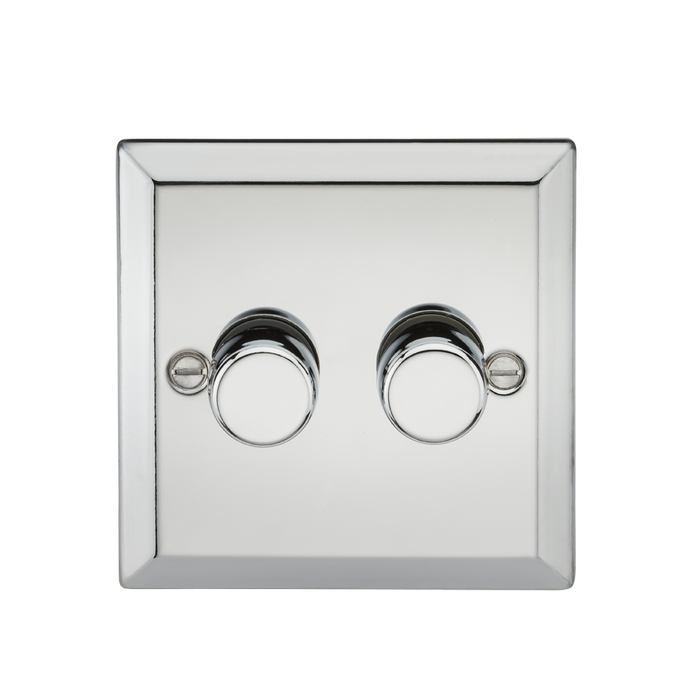 Knightsbridge CV2172PC 2G 2 Way 40-400W Dimmer - Bevelled Edge Polished Chrome