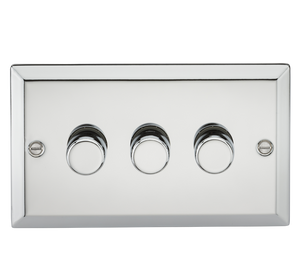 Knightsbridge CV2173PC 3G 2 Way 40-400W Dimmer - Bevelled Edge Polished Chrome - Knightsbridge - Sparks Warehouse