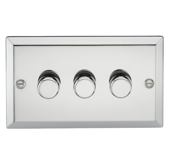 Knightsbridge CV2173PC 3G 2 Way 40-400W Dimmer - Bevelled Edge Polished Chrome