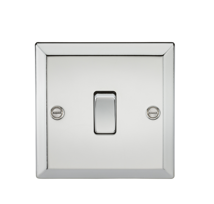 Knightsbridge CV2PC 10AX 1G 2 Way Plate Switch - Bevelled Edge Polished Chrome