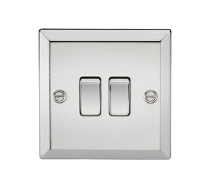 Knightsbridge CV3PC 10AX 2G 2 Way Plate Switch - Bevelled Edge Polished Chrome - Knightsbridge - Sparks Warehouse