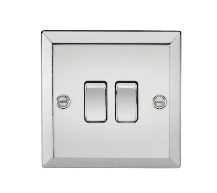 Knightsbridge CV3PC 10AX 2G 2 Way Plate Switch - Bevelled Edge Polished Chrome