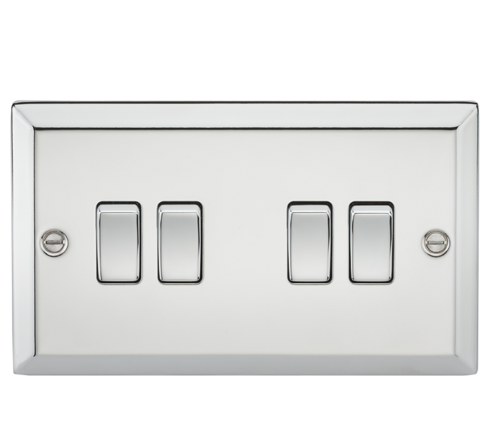 Knightsbridge CV41PC 10AX 4G 2 Way Plate Switch - Bevelled Edge Polished Chrome