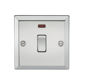 Knightsbridge CV834NPC 20A 1G DP Switch with Neon - Bevelled Edge Polished Chrome - Knightsbridge - Sparks Warehouse