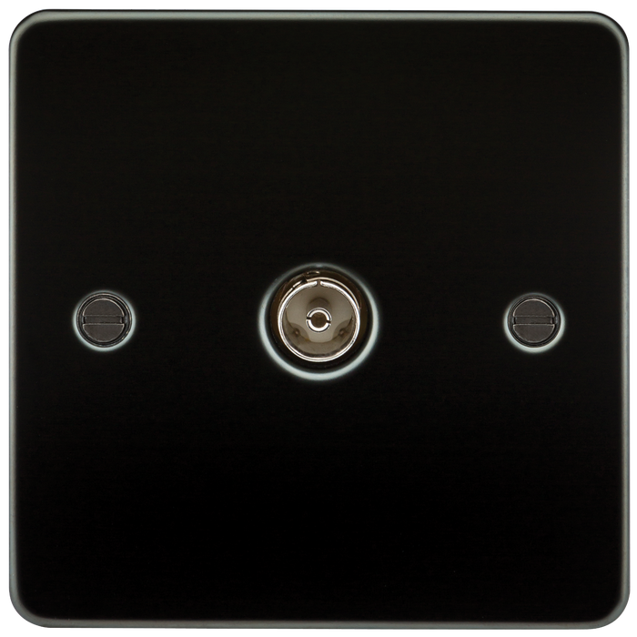 Knightsbridge FP0100GM Flat Plate 1G TV Outlet (non-isolated) - Gunmetal