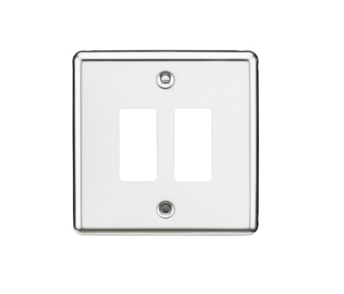 Knightsbridge GDCL2PC 2G Grid Faceplate - Rounded Edge Polished Chrome