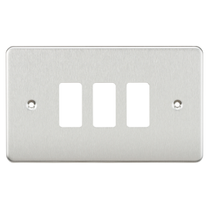 Knightsbridge GDFP003BC Flat plate 3G grid faceplate - brushed chrome - Knightsbridge - Sparks Warehouse