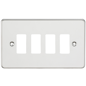 Knightsbridge GDFP004PC Flat plate 4G grid faceplate - polished chrome - Knightsbridge - Sparks Warehouse