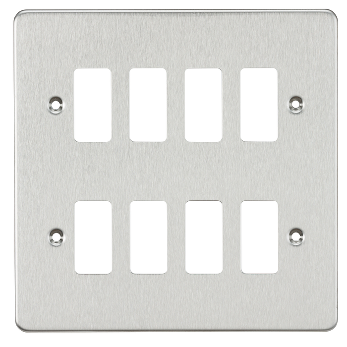 Knightsbridge GDFP008BC Flat plate 8G grid faceplate - brushed chrome