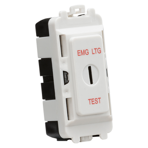 Knightsbridge GDM007U 20AX 2 way SP key module (marked "EMG LTG TEST") - white - Knightsbridge - Sparks Warehouse