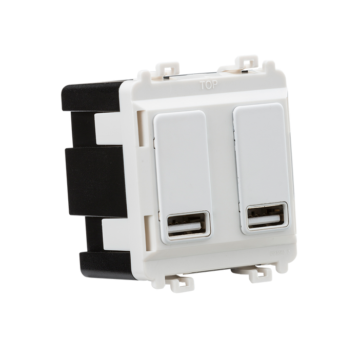 Knightsbridge GDM016MW Dual USB charger module (2 x grid positions) 5V 2.4A (shared) - matt white