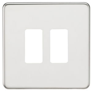 Knightsbridge GDSF002PC Screwless 2G grid faceplate - polished chrome - Knightsbridge - Sparks Warehouse