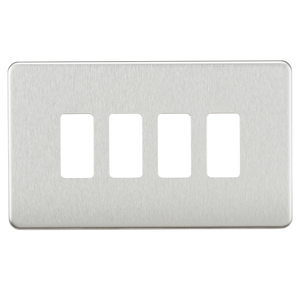 Knightsbridge GDSF004BC Screwless 4G grid faceplate - brushed chrome - Knightsbridge - Sparks Warehouse