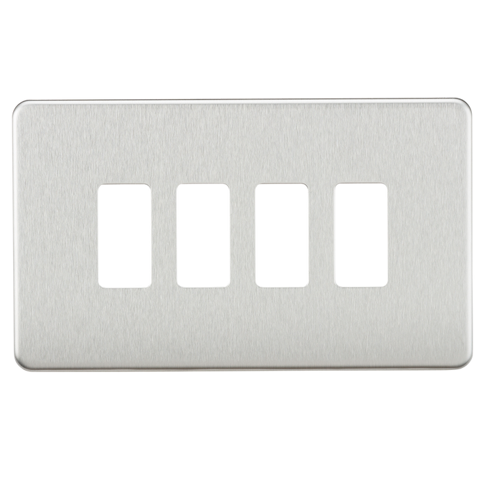 Knightsbridge GDSF004BC Screwless 4G grid faceplate - brushed chrome