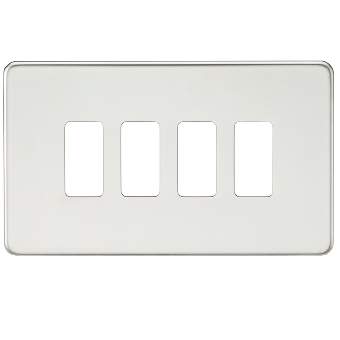 Knightsbridge GDSF004PC Screwless 4G grid faceplate - polished chrome