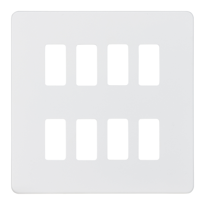 Knightsbridge GDSF008MW Screwless 8G grid faceplate - matt white