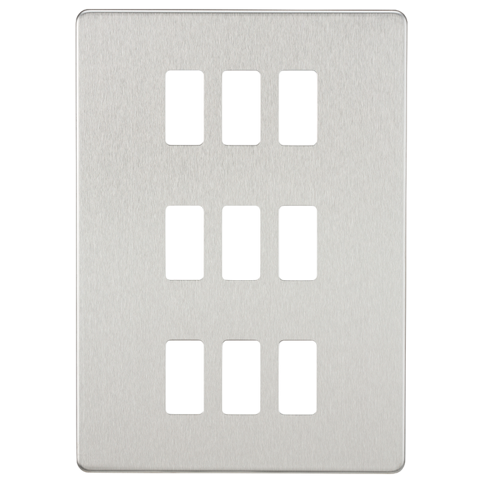 Knightsbridge GDSF009BC Screwless 9G grid faceplate - brushed chrome