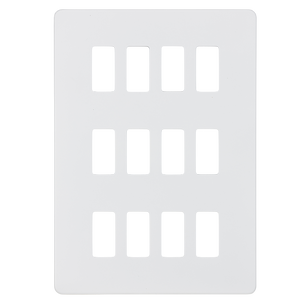 Knightsbridge GDSF012MW Screwless 12G grid faceplate - matt white - Knightsbridge - Sparks Warehouse