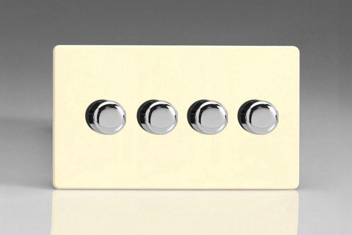 Varilight IDWDP304S - 4-Gang 2-Way Push-On/Off Rotary Dimmer 4 x 40-300W (Twin Plate)