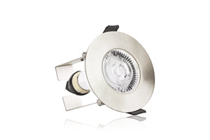 Integral ILDLFR70D004 - EVOFIRE FIRE RATED DOWNLIGHT 70MM CUTOUT IP65 SATIN NICKEL ROUND +GU10 HOLDER & INSULATION GUARD