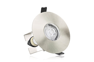 Integral ILDLFR70D014 - EVOFIRE FIRE RATED DOWNLIGHT 70-100MM CUTOUT IP65 SATIN NICKEL ROUND +GU10 HOLDER & INSULATION GUARD