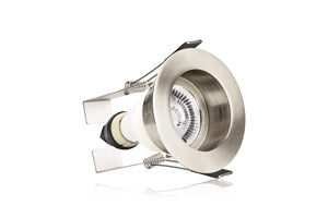 Integral ILDLFR70E004 - EVOFIRE FIRE RATED DOWNLIGHT 70MM CUTOUT IP65 SATIN NICKEL RECESSED +GU10 HOLDER & INSULATION GUARD