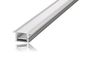 Integral ILPFR083 - PROFILE ALUMINIUM IP65 RECESSED 1M FROSTED DIFFUSER 24.9 X 13MM INCLUDE 1M PLATE 2 ENDCAPS 2 SEALING PLUGS 4 SCREWS AND 2 MOUNTING BRACKETS