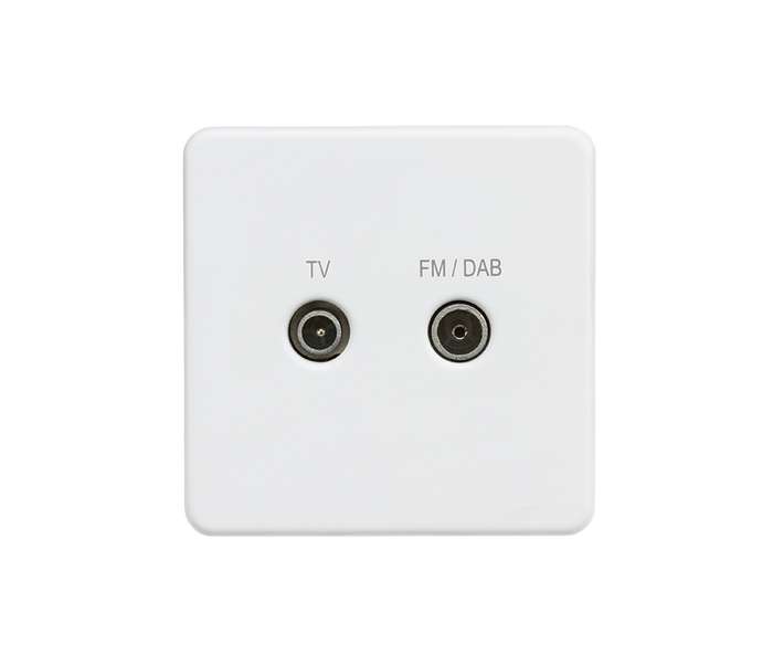 Knightsbridge SF0160MW Screwless screened diplex outlet (TV and FM/DAB) - Matt white