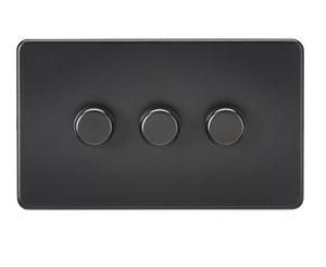 Knightsbridge SF2183MBB Screwless 3G 2-way 10-200W (5-150W LED) Trailing edge dimmer - Matt Black - Knightsbridge - Sparks Warehouse