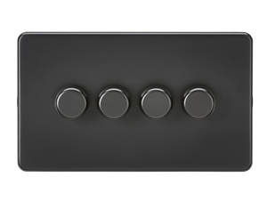 Knightsbridge SF2184MBB Screwless 4G 2-way 10-200W (5-150W LED) Trailing edge dimmer - Matt Black - Knightsbridge - Sparks Warehouse