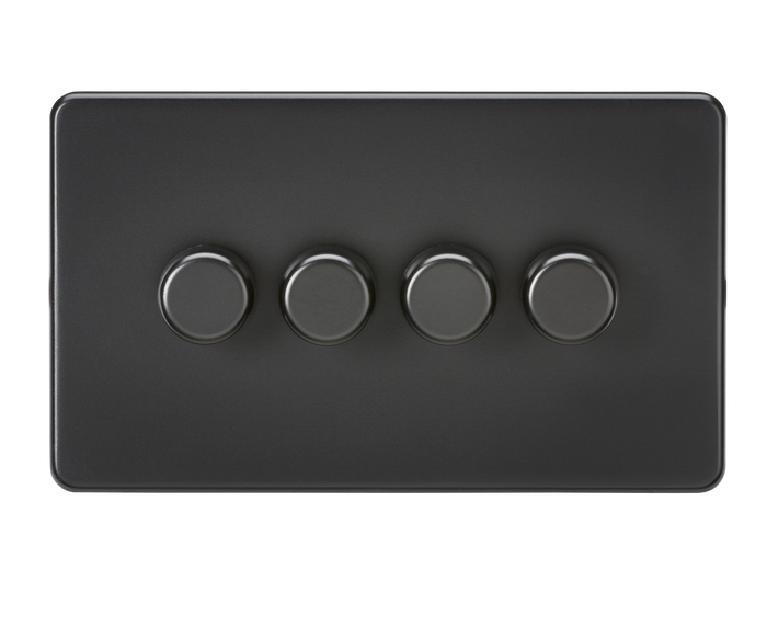 Knightsbridge SF2184MBB Screwless 4G 2-way 10-200W (5-150W LED) Trailing edge dimmer - Matt Black