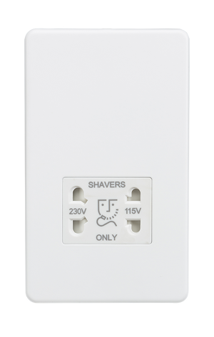 Knightsbridge SF8900MW Screwless 115/230V Dual Voltage Shaver Socket - Matt White - Knightsbridge - Sparks Warehouse