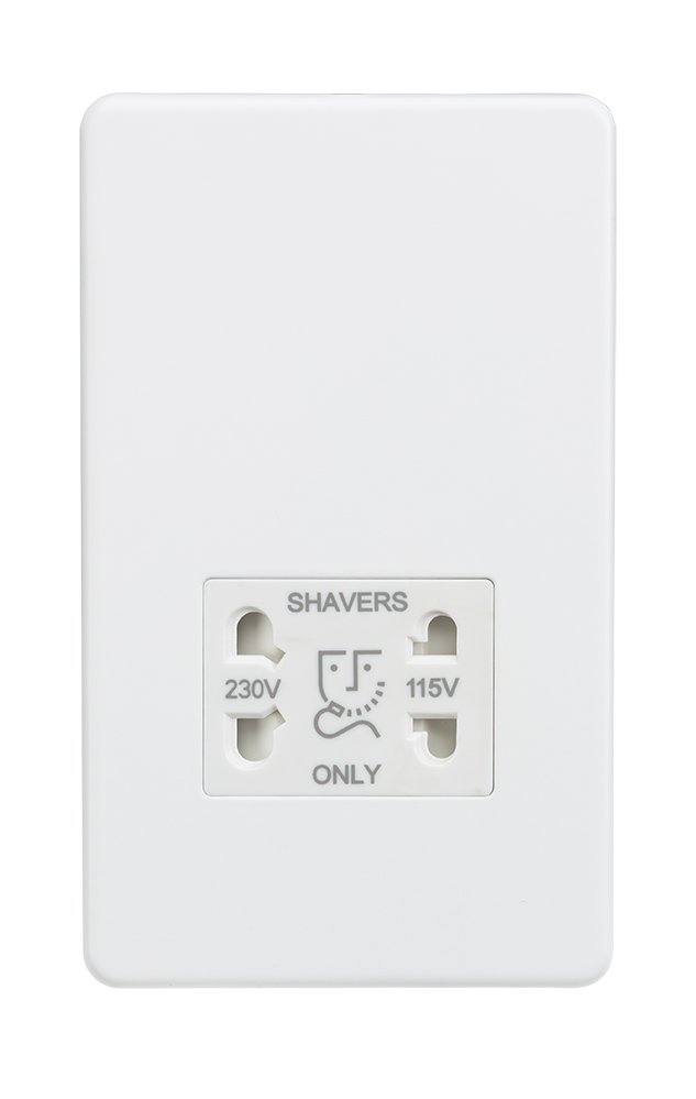 Knightsbridge SF8900MW Screwless 115/230V Dual Voltage Shaver Socket - Matt White