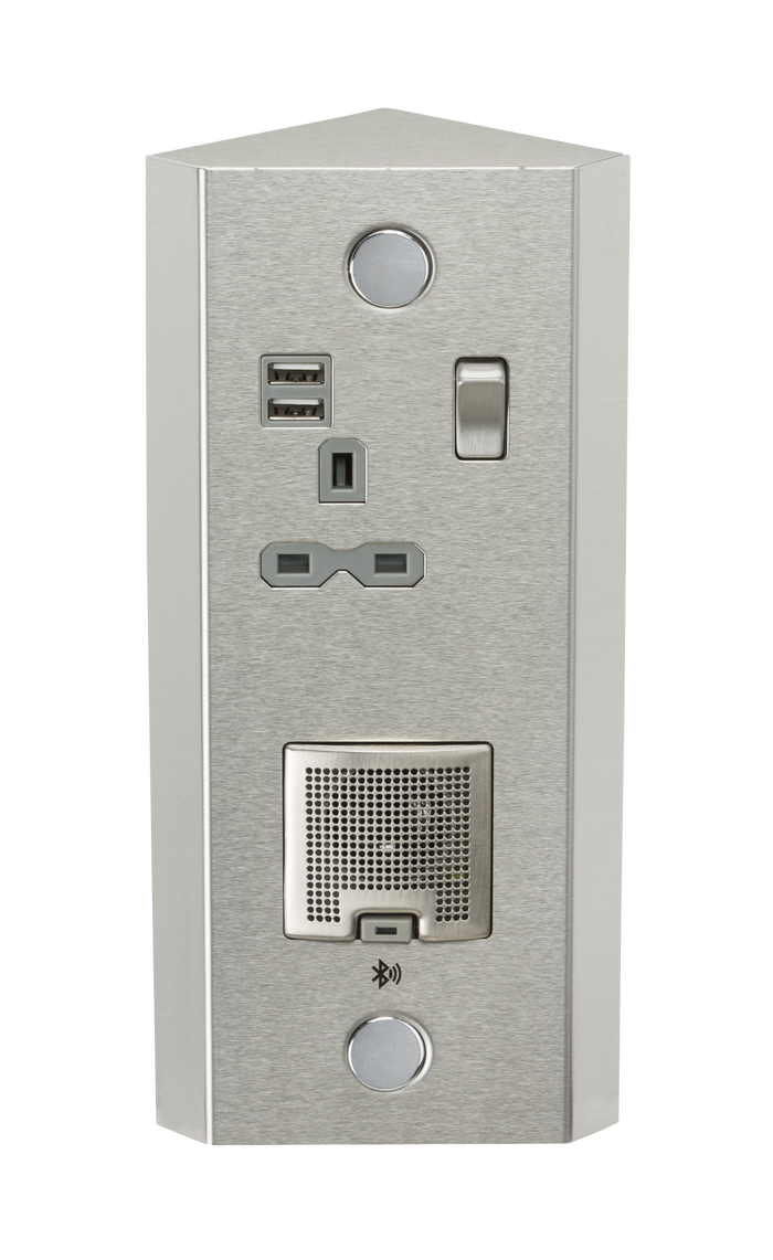 Knightsbridge SKR0013 13A 1G Vertical Switched Socket with Dual USB Charger (2.4A) and 3W RMS Bluetooth Speaker