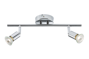 Knightsbridge NSPGU2C 230V GU10 2 x 50W Chrome Twin Adjustable Spotlight Bar - Knightsbridge - Sparks Warehouse