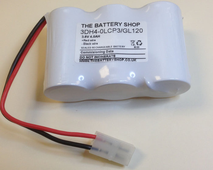 TBS 3DH4-0LCP3-GL120 Battery 3.6v 4.0Ah Ni-Cd (with back plate)