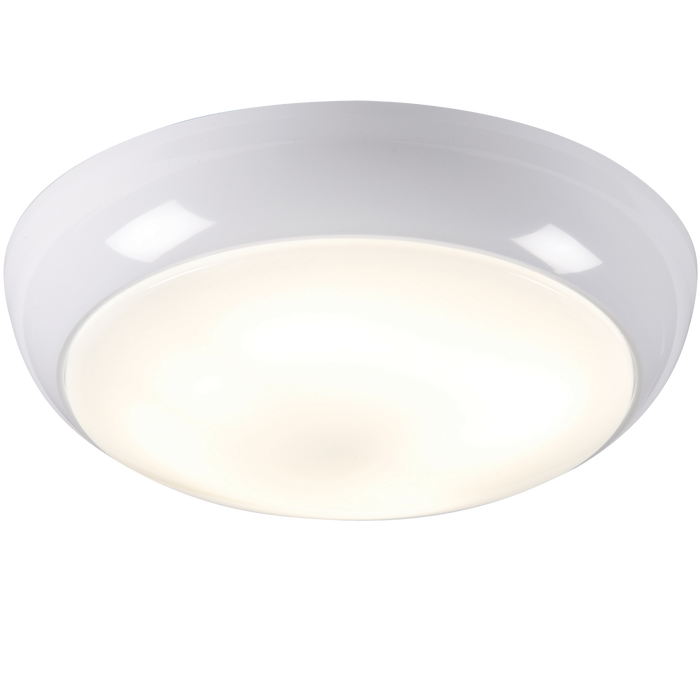 Knightsbridge TPB28WOEMHF IP44 28W HF Emergency Polo Bulkhead with Opal Diffuser and White Base