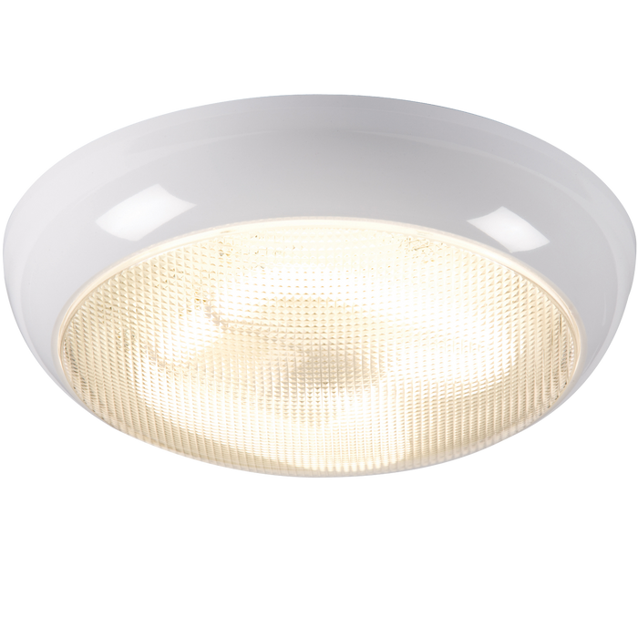 Knightsbridge TPB28WPEMHF IP44 28W HF Emergency Polo Bulkhead with Prismatic Diffuser and White Base