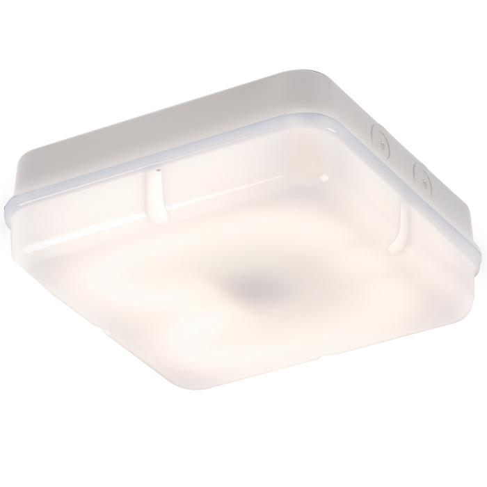 Knightsbridge TPS28WOEMHF IP65 28W HF Square Emergency Bulkhead with Opal Diffuser and White Base