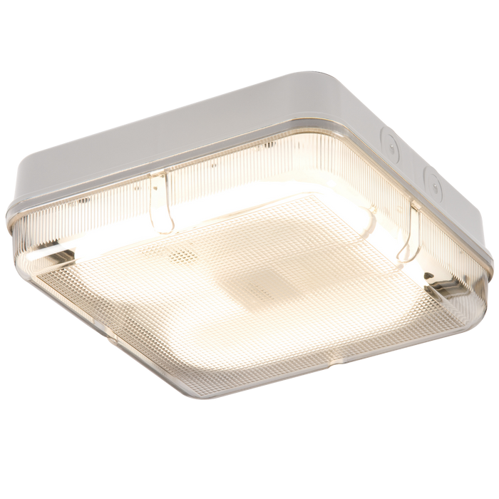 Knightsbridge TPS28WPHF IP65 28W HF Square Bulkhead with Prismatic Diffuser and White Base