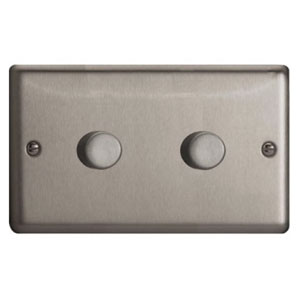 2 x 400W 2-Way LED Dimmer Switch Matt Chrome JSDP402