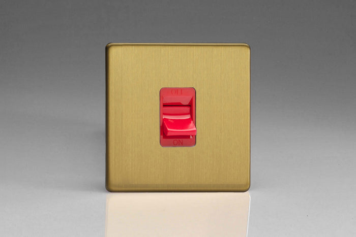 Varilight XDB45SS - 45A Cooker Switch (Single Plate, Red Rocker)