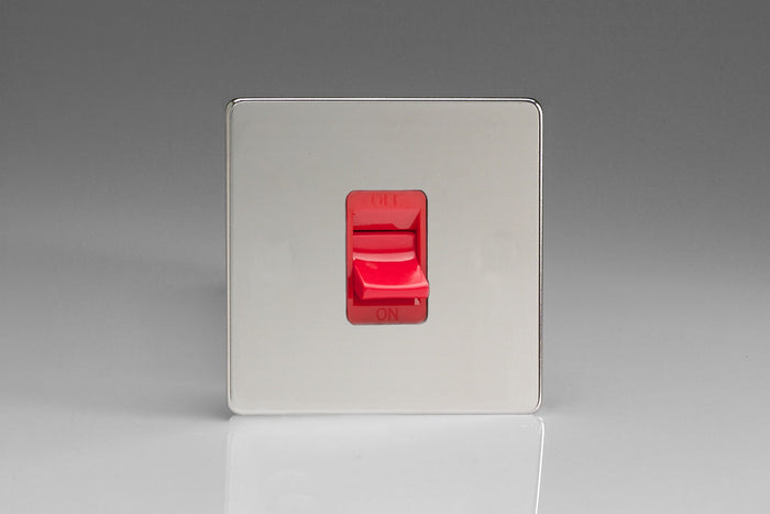 Varilight XDC45SS - 45A Cooker Switch (Single Plate, Red Rocker)