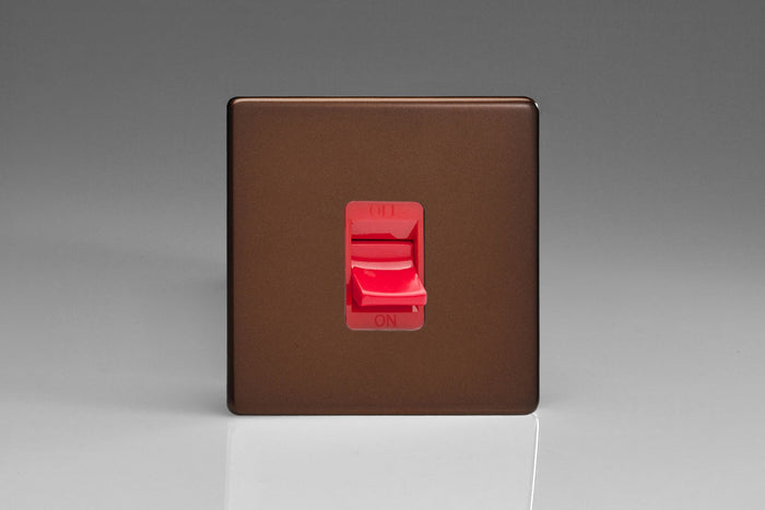 Varilight XDM45SS - 45A Cooker Switch (Single Plate, Red Rocker)