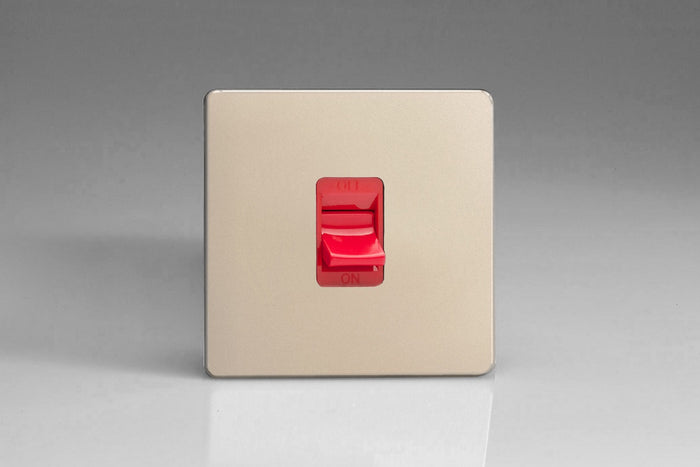 Varilight XDN45SS - 45A Cooker Switch (Single Plate, Red Rocker)