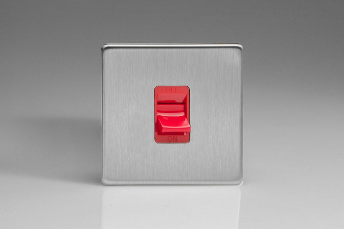 Varilight XDS45SS - 45A Cooker Switch (Single Plate, Red Rocker)